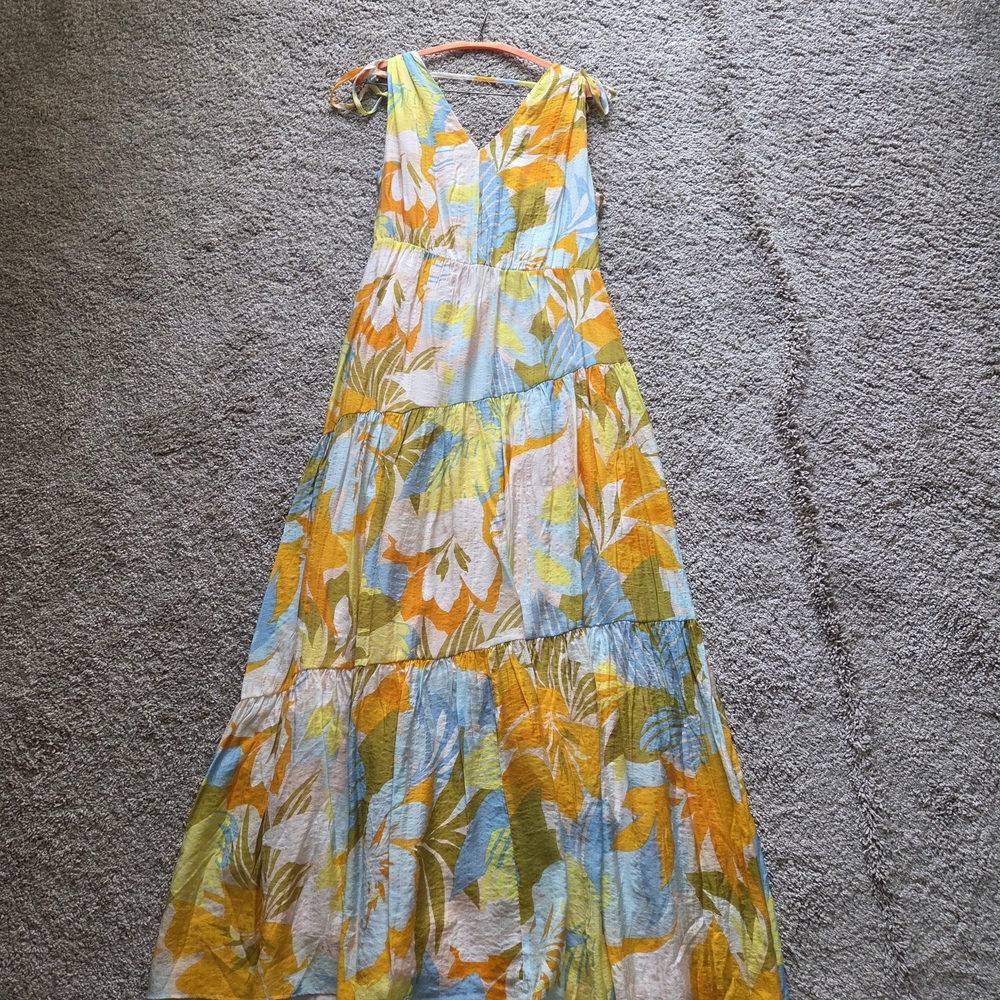 1. State Yellow Blue Floral Tiered Maxi Dress